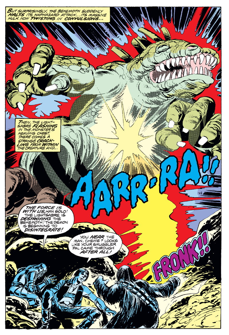 Can’t tell what my favorite onomatopoeia from this Star Wars #10 page is, between AARR-RA!! and FRONK!!